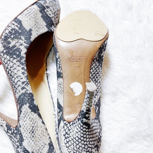 J. Crew Snakeprint Canvas Heels Round Toe Multi SZ10 - Picture 2 of 8